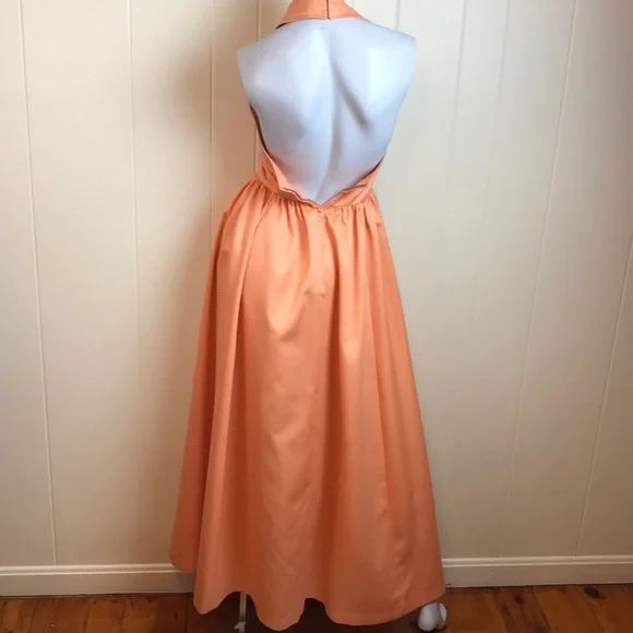Vintage 60s/70s Orange Rockabilly Halter Dress - Picture 2 of 7